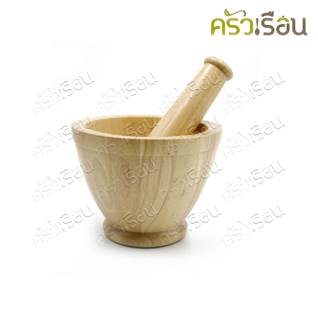 CMG ครกไม้ พร้อมสาก สำหรับตำอาหาร Ø 8 นิ้ว สูง 15.5 ซม. ไม้ยาง