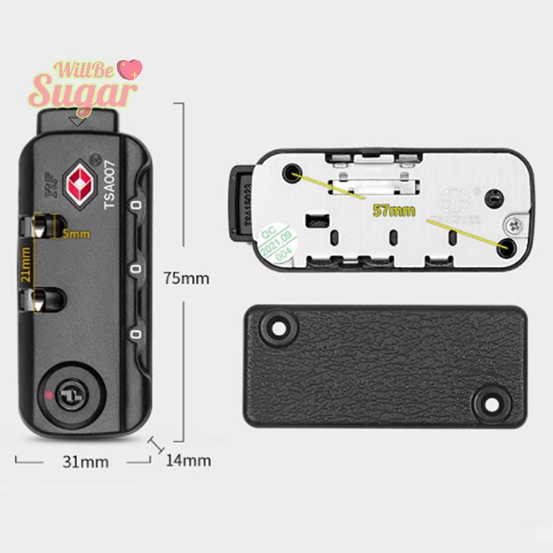 [WillBesugarT] Customs Lock TSA007 ล็อครหัสผ่านแท้ ล็อคนิรภัยคงที่ กระเป๋าซิป ล็อคกระเป๋าเดินทาง หัวเข็มขัด ล็อครหัสกันขโมย [ใหม่]