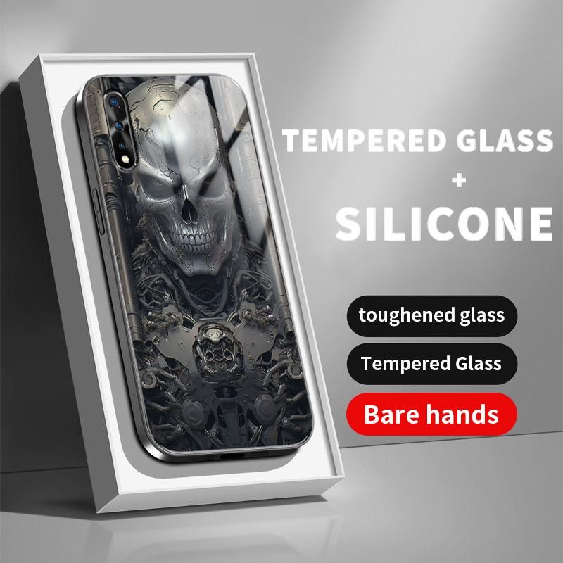 เคสแข็งสําหรับ IQOO Neo U5x Z6 5G Z7i กระจกนิรภัยซิลิคอนกลับศิลปะ Cool Skull Cas