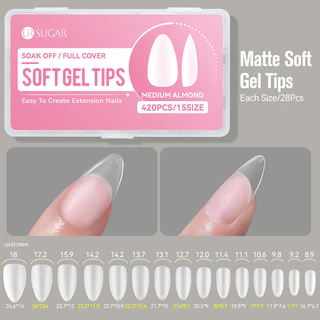 【Local】UR SUGAR เล็บใสเคล็ดลับ Matt Soft Gel เคล็ดลับ 420pcs เคล็ดลับเล็บปลอม Pre-shape ขยาย 15 ขนาดสําหรับ Home DIY เล็บ Quick EXTENSION