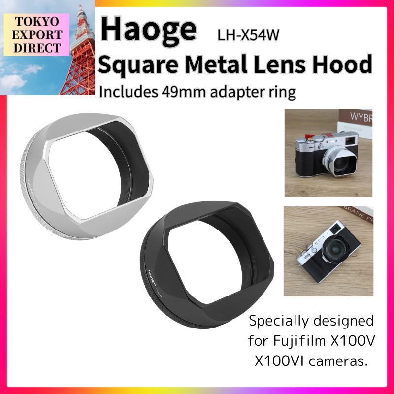 Haoge LH-X54B ฮู้ดเหลี่ยมโลหะ สำหรับ Fujifilm X100VI X100V พร้อมอะแดปเตอร์