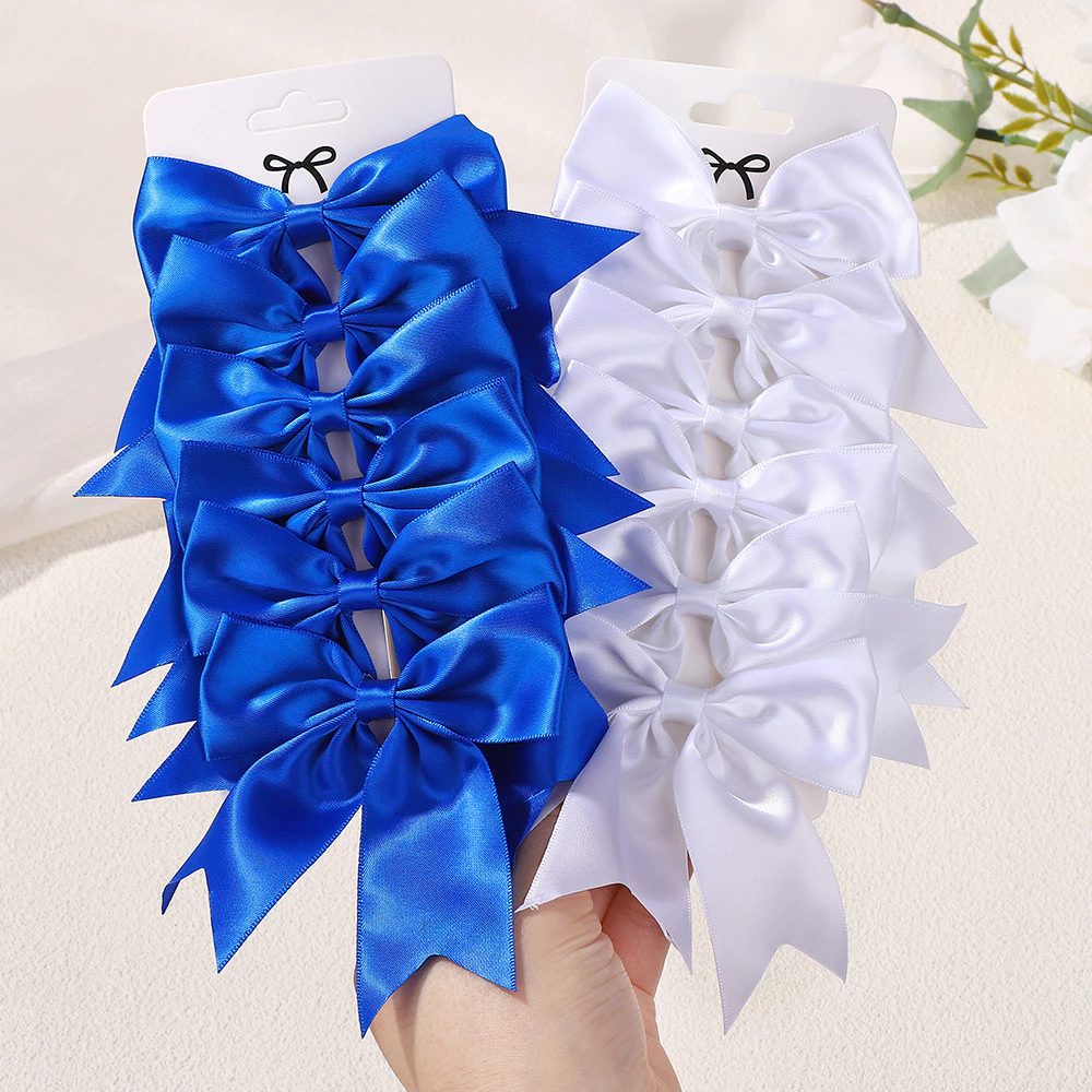 6 ชิ้น นิ้วน่ารักคราบโบว์ใหญ่คลิปผมสําหรับเด็กสาว Handmade Hairpins Barrettes Headwear อุปกรณ์เสริมผมขายส่ง thumbnail 4