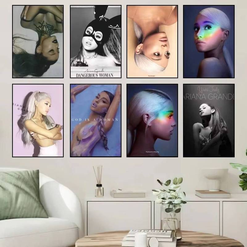 โปสเตอร์ร้อง A-Ariana G-Grande ความประทับใจ Hoga ลายตกแต่ง ตกแต่งหอพัก ร้านอาหารและสํานักงาน
