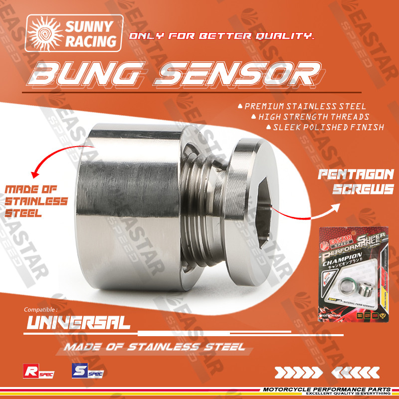 ด้ายสแตนเลส O2 เซนเซอร์ออกซิเจนปลั๊ก Bung Bolt Wideband Nut Cap for Mio Click Raider150