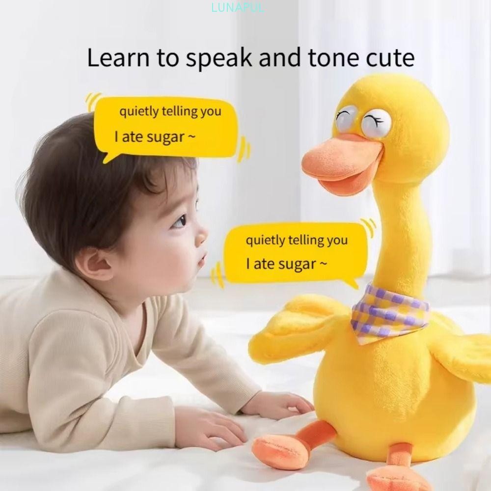 LUNAPUL Dancing Talking Duck,เวอร์ชันภาษาอังกฤษร้องเพลงของเล่นตุ๊กตา,Micking Cactus Toys Interactive Dancing Duck What You Say Repeating Talking Duck Children