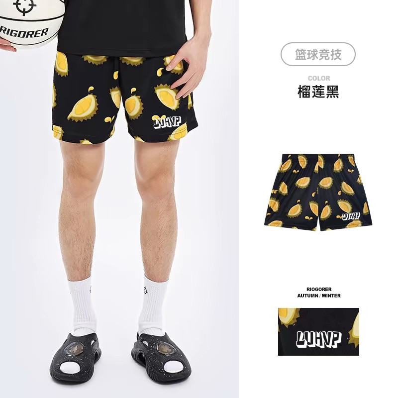 กางเกงขาสั้นอเมริกันกางเกงขาสั้นผู้ชาย 2024 Breathable Quick-Drying Fruit Print Fitness Training Run