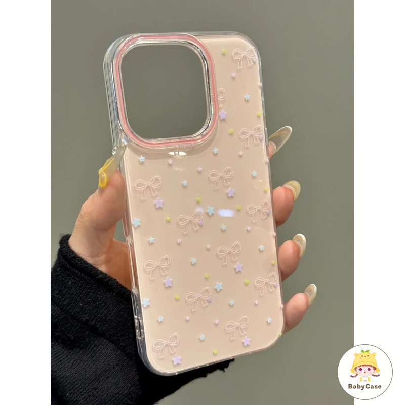 เคสไอโฟน 16 สำหรับ iPhone 13 15 11 16 14 12 Pro Max 15 16 14 Plus 15 14 13 16 Pro โบว์ดาวแสนหวานแสนโรแมนติกบนปก IMD ใหม่ - รูปที่ 2