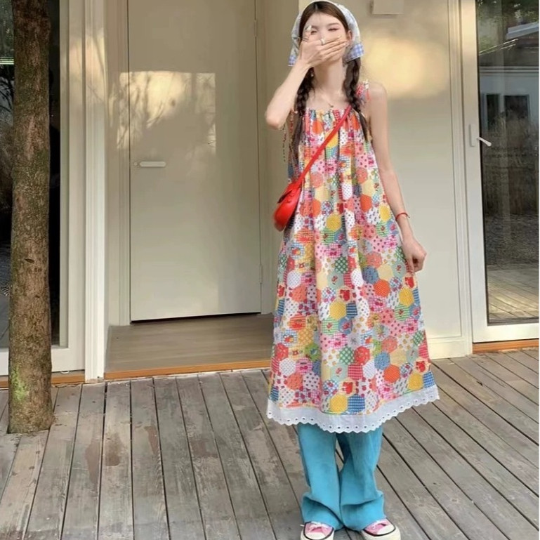 🛒FF.shop🛒ชุดมินิเดรส แขนกุด เชือกแบบผูก  #DS094