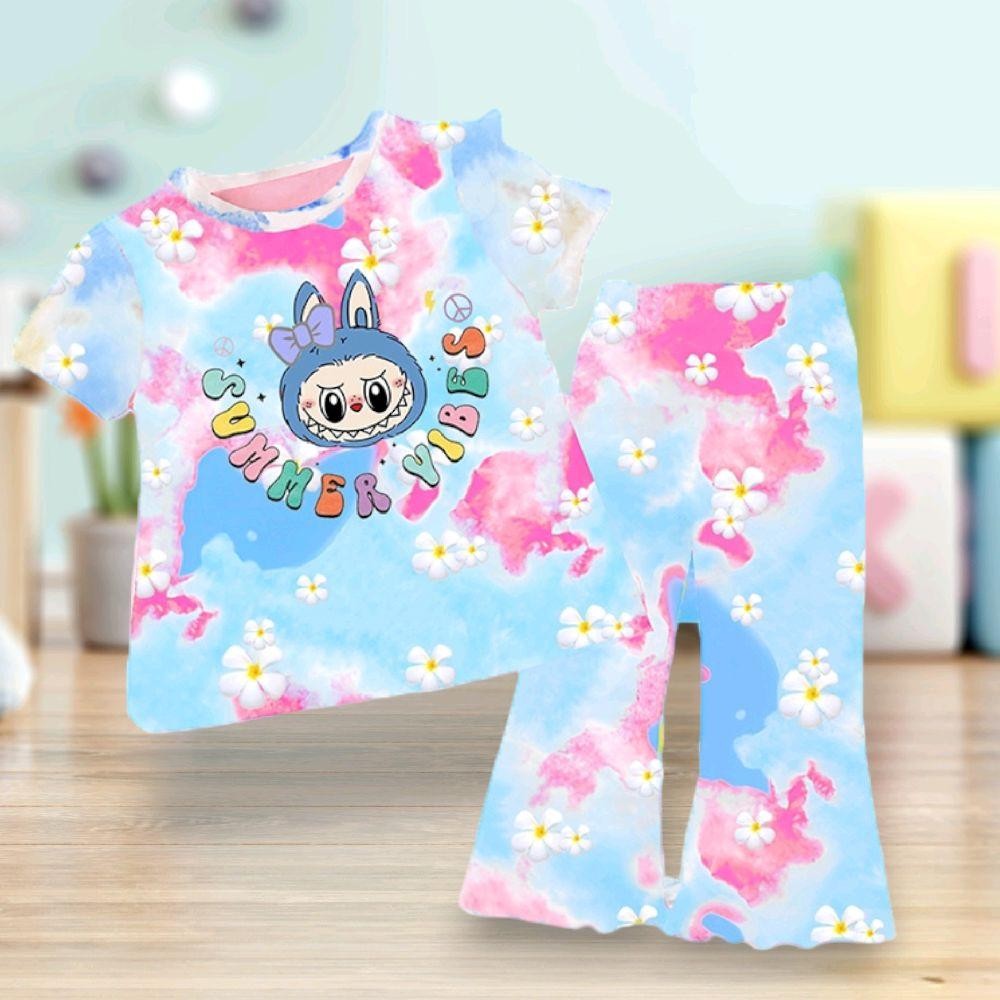 Pinkชุดเซ็ทเด็ก แขนปีกนก ลายมัดย้อม รุ่น4180