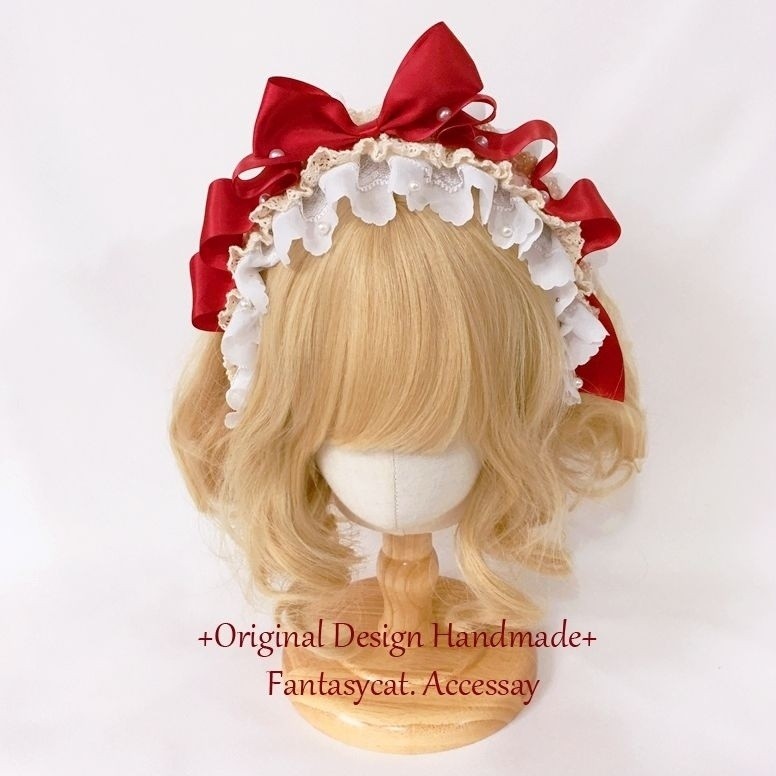 ที่คาดผมโลลิต้าปีใหม่ที่คาดผมโบว์สไตล์ญี่ปุ่นเครื่องประดับหัวลูกไม้ผ้าซาตินมุกเครื่องประดับผู้หญิง