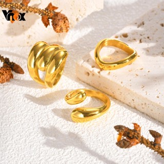 Vnox เรขาคณิต Chunky แหวนสําหรับสาว,18K Gold Plated แหวน Dai…