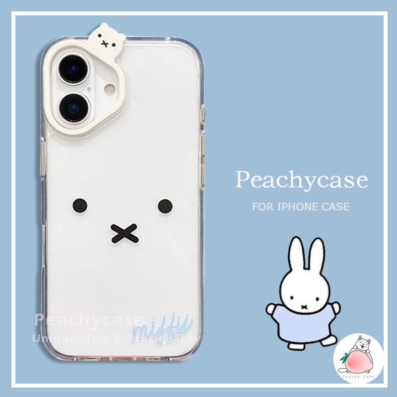 การ์ตูนน่ารัก Miffy กระต่ายกรอบกล้องโปร่งใสโทรศัพท์มือถือสําหรับ iPhone 16 15 14 13 Pro Max 16pro Hard PC ฝาหลังอะคริลิค Shock Proof Shell