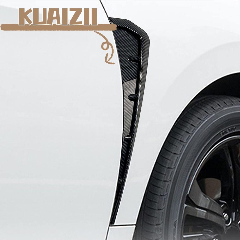 Kuaizii 2 ชิ้นรถ Fender ช่องระบายอากาศด้านข้าง Universal ตกแต่งรูไอดีสปอยเลอร์สีดํา