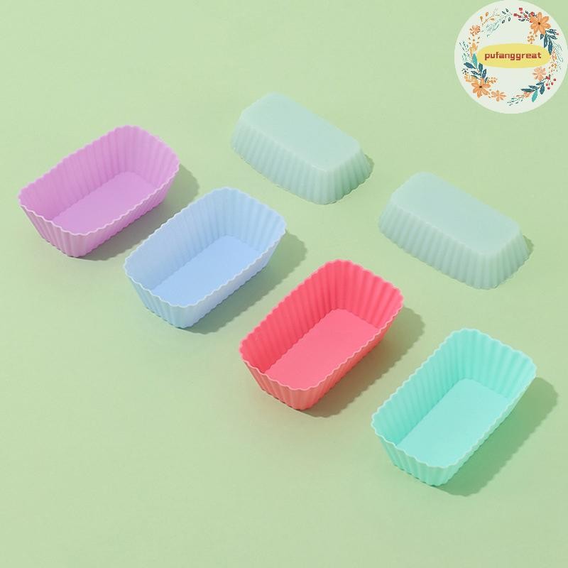 Pufanggreat 1/4 ชิ้นซิลิโคนสี่เหลี่ยมเค้กแบบใช้ซ้ําได้ Jelly แม่พิมพ์อบ Cupcake Maker ถ้วยมัฟฟินครัว Pastry เครื่องมือ TH