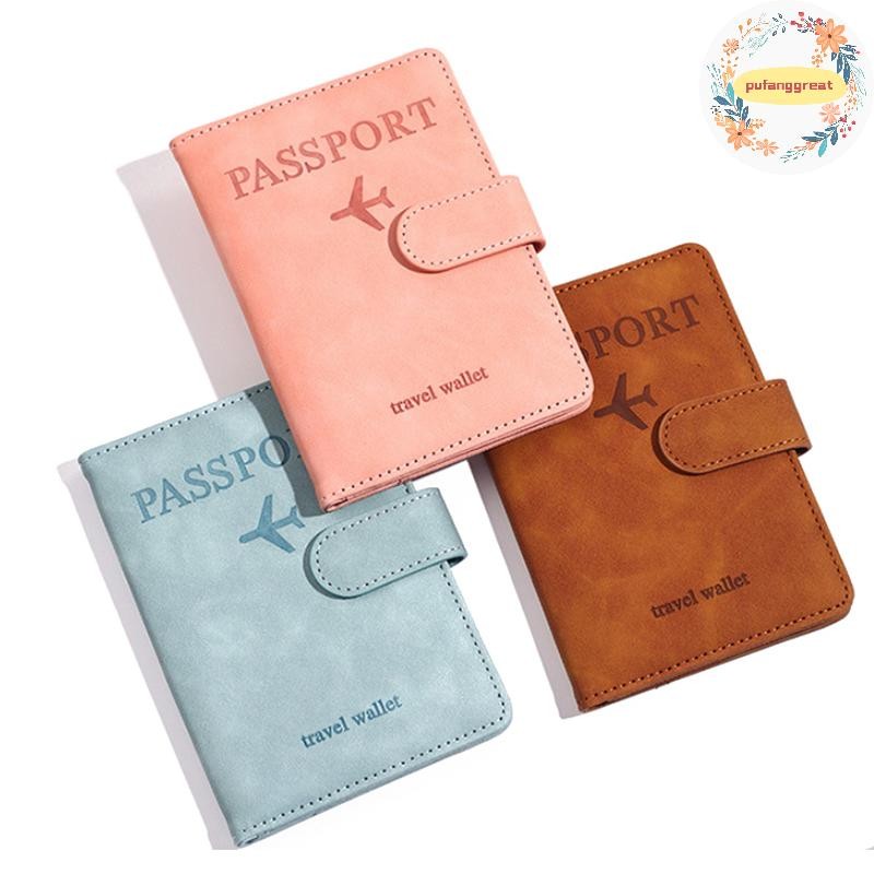 Pufanggreat Antimagnetic & Anti-theft Passport Holder ครอบคลุมกรณีกระเป๋าเดินทางบัตรเครดิตกระเป๋าสตางค์หนังหนังสือหนังสือเดินทางสําหรับผู้หญิง/ผู้ชายหนังสือเดินทาง TH