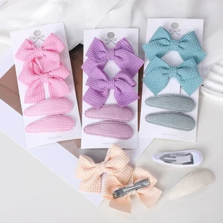 4 ชิ้น/เซ็ต BB คลิปน่ารัก Bows พร้อมคลิปผมสําหรับเด็กผู้หญิง 2025 ฤดูใบไม้ผลิใหม่ Handmade Hairpin Barrettes Headwear อุปกรณ์เสริมผม