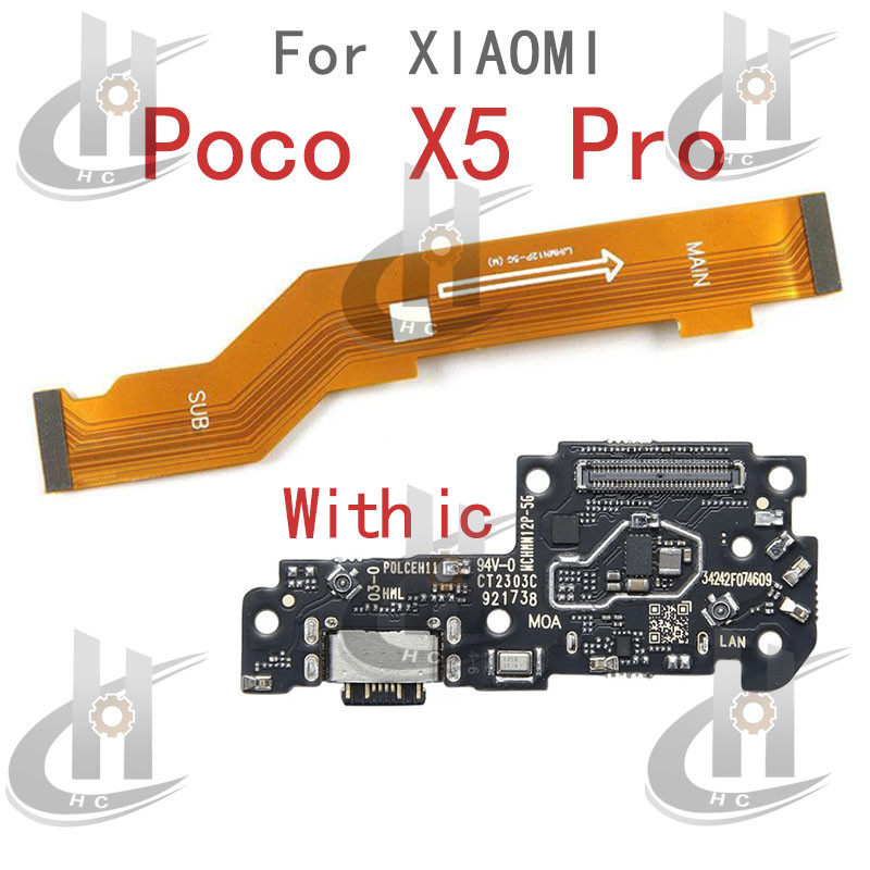 สําหรับ Xiaomi Poco X5 Pro Charger USB Connector Dock ชาร์จพอร์ตแจ็คบอร์ด Flex หลักเมนบอร์ดการเชื่อมต่อ Flex เปลี่ยนชิ้นส่วน