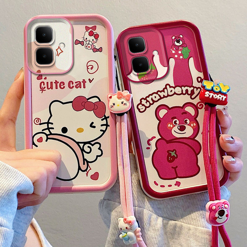 เคส INFINIX SMART 10 สีชมพู KT Cat/Fart Strawberry Bear/Cheese Pie Superstar/Kuromi Grid/Frog Crown/Kirby เคสโทรศัพท์ซิลิโคน