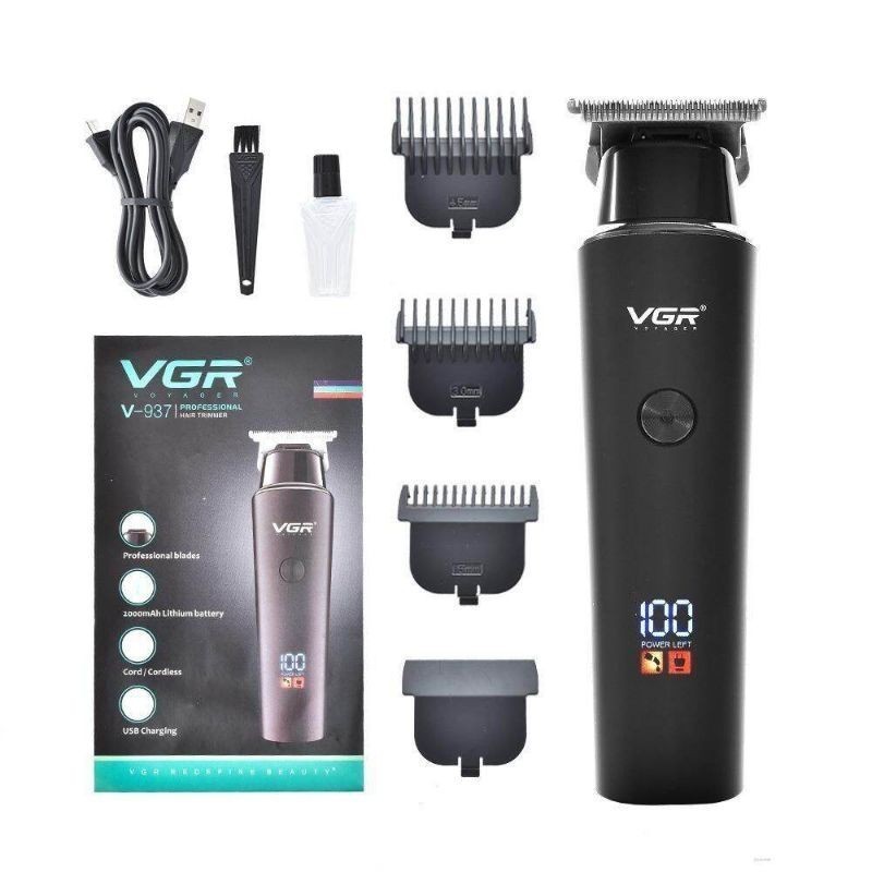 VGR V-937 ผู้ใหญ่ผม trimmer LCD Digital Display Clipper ร้านทําผมพิเศษ pencukur misai rambut man เคร