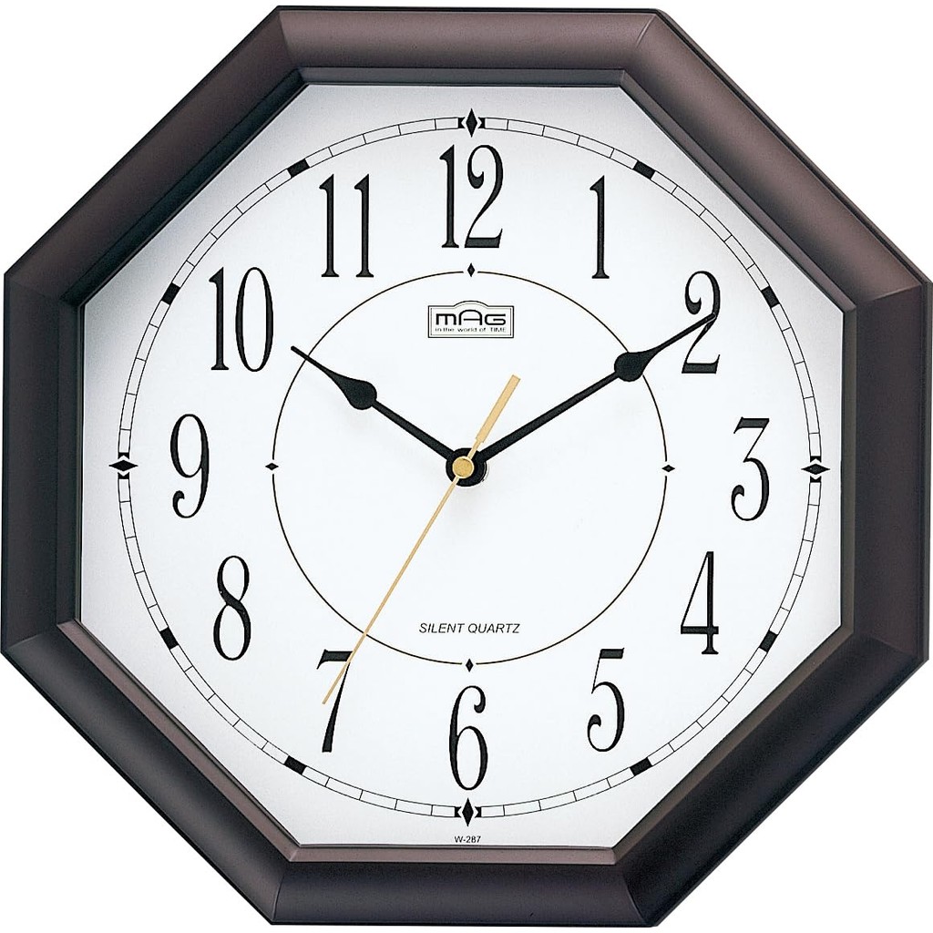 MAG Wall Clock Analog Silent Continuous Second Hand Approx 30.0x30.0cm Octagonal Brown Octagou W-287