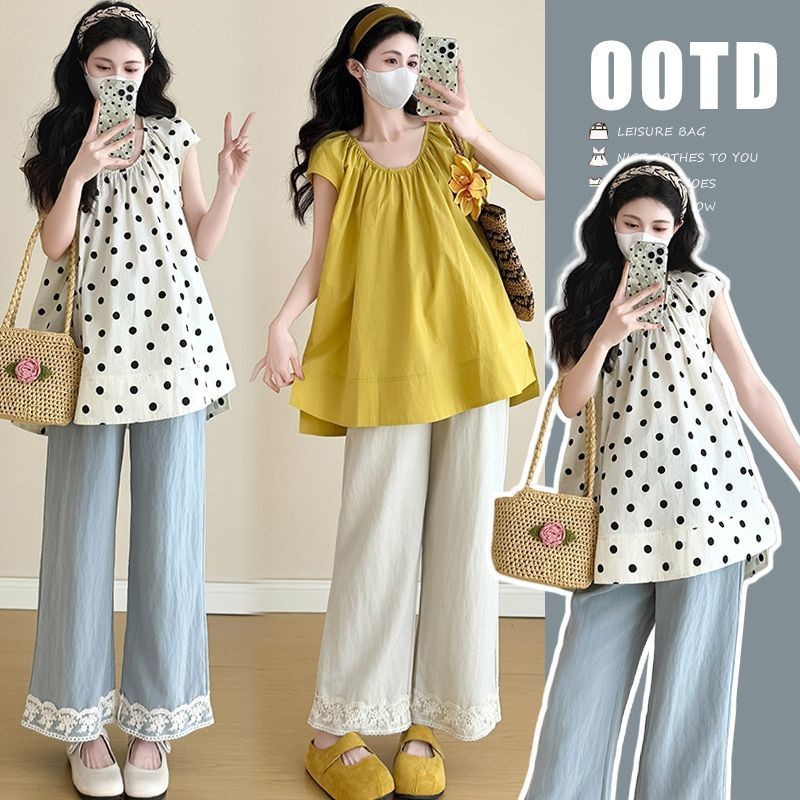 YHTN ชุดเซ็ทคนท้อง ชุดสําหรับคนท้อง แฟชั่น ฤดูร้อน นุ่มและสบาย สินค้าใหม่ คุณภาพสูง เดรสคนท้อง