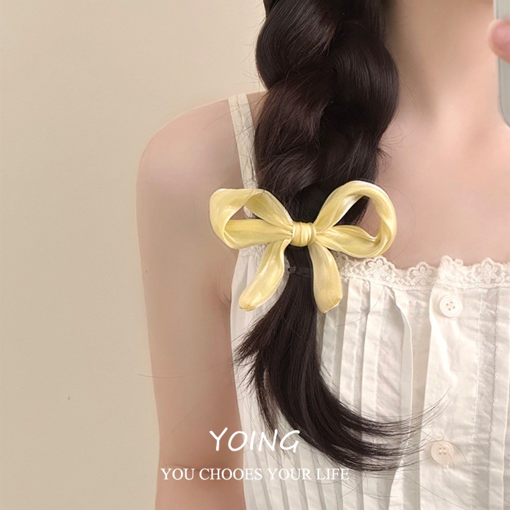 YOING กิ๊บติดผมผู้หญิง เวอร์ชั่นเกาหลี Glossy Gauze Bow เครื่องประดับผมแฟชั่น