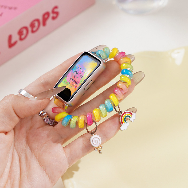 แฟชั่นหลากสีสายโทรศัพท์สายรัดยางยืดสําหรับ Samsung Galaxy Fit 3 สายรัดข้อมือสร้อยข้อมือสําหรับ Samsung Fit3 อุปกรณ์เสริม