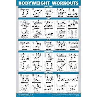 Bodyweight ออกกําลังกายโปสเตอร์การออกกําลังกายน้ําหนักร่างกายแผนภูมิออกกําลังกายสอบเทียบกิจวัตร ลามิเนตสองด้าน x การคิดคืนโปสเตอร์