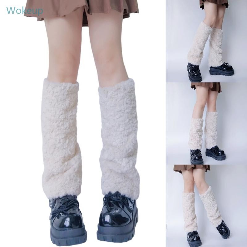 Woke Faux Furs ขาอุ่นสําหรับผู้หญิงฤดูหนาว Warm Furs Boot Cuffs ครอบคลุม Cozy คริสต์มาสฮาโลวีนคอสเพลย์เครื่องแต่งกาย
