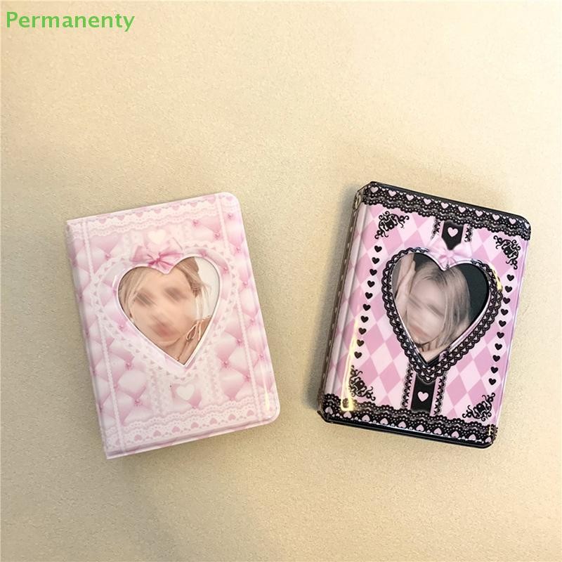 Permanenty INS สีชมพูลูกไม้สีดําลายสก๊อตอัลบั้มรูป Kpop เกาหลี Idol Star Chasing binder photocard ผู้ถือ 3 นิ้วรวบรวมหนังสือโพลารอยด์อัลบั้มสินค้าดี