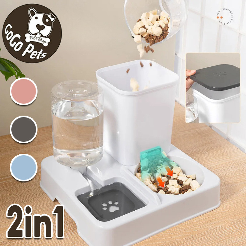 COD เครื่องให้อาหารสัตว์เลี้ยง 2in1 เครื่องให้น้ำและอาหารสัตว์เลี้ยงอัตโนมัติ ที่ให้อาหารอัตโนมัติ ชามอาหาร หมา แมว