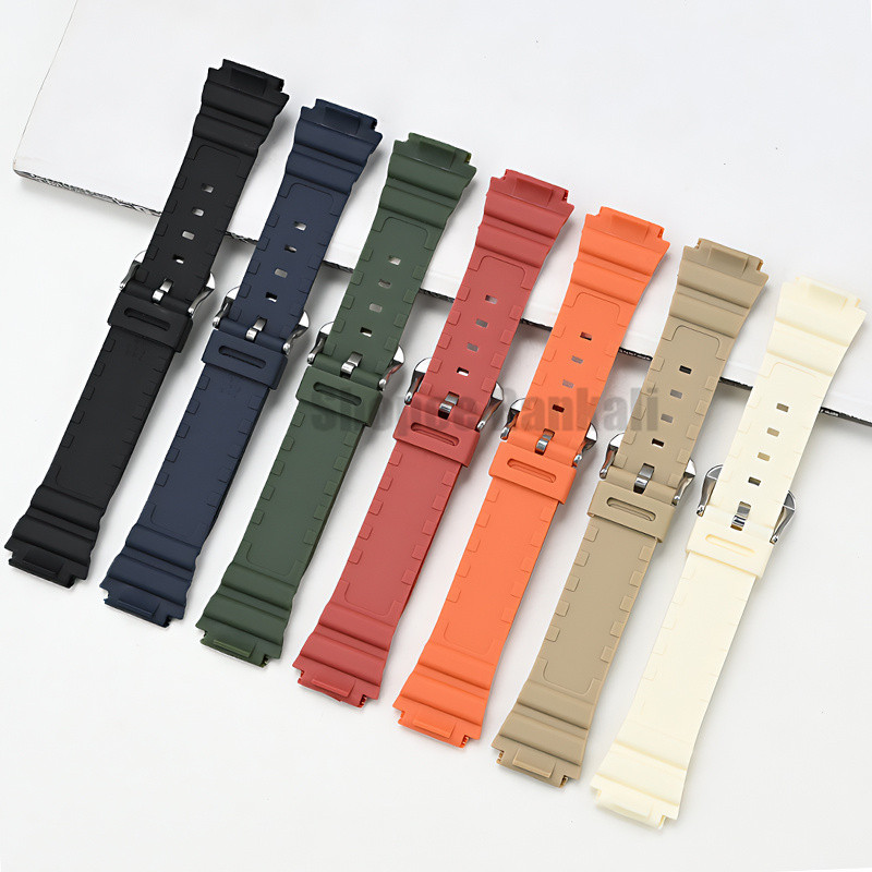 18 มม.สายนาฬิกายางสําหรับ Casio W-800H 216H 735H SGW-300H AE-1200 1300 AQ-S810W เปลี่ยนกีฬานาฬิกาดําน้ํา