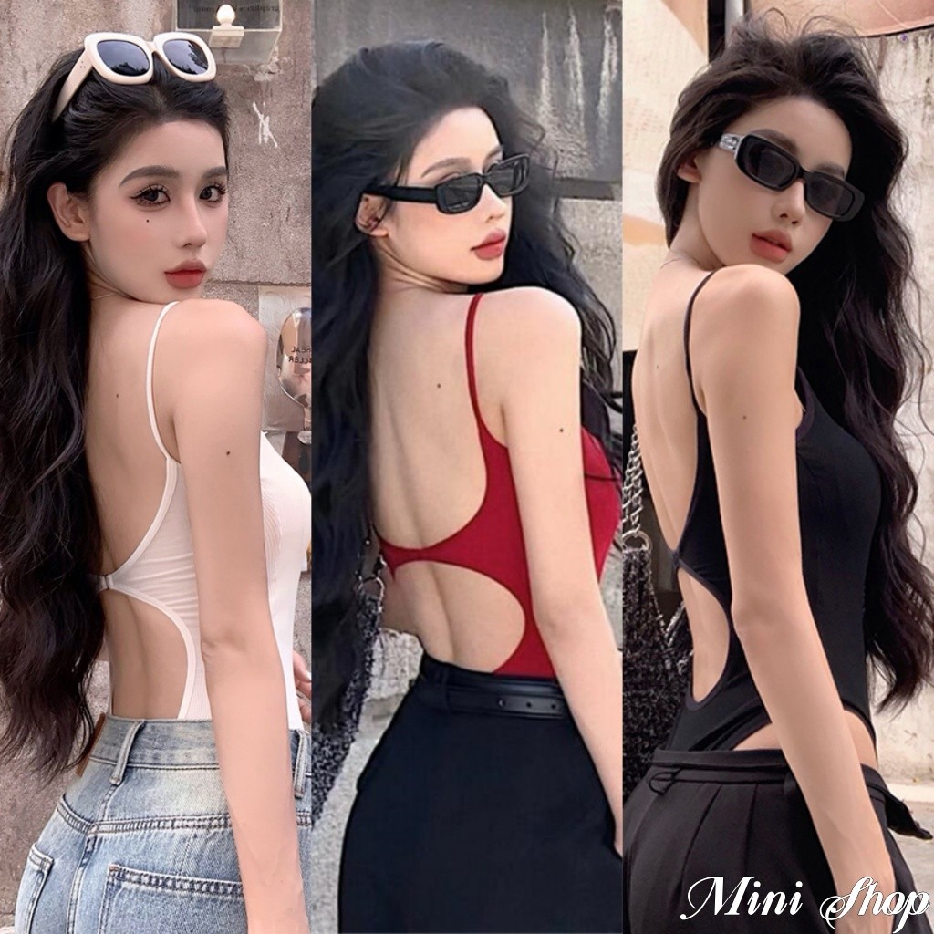 Mini shop🌸พร้อมส่ง🌸ดีไซน์ผ่าไหล่สายเดี่ยว แน่น หลังเซ็กซี่ จั๊มสูทฟองน้ำ ท็อปสตรี เข้ารูป ใส่สบาย(FY2634-1)