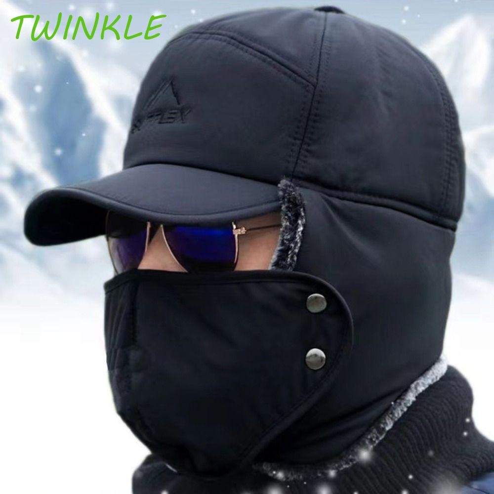 Twinkle1 หมวกนักบินป้องกันหูกันลม, เส้นใยอะคริลิคป้องกันหูผู้ชายมีสไตล์หมวกป้องกันหูที่อบอุ่น, กันลม หนาฤดูหนาวที่อบอุ่นหมวกหูสกีกลางแจ้ง