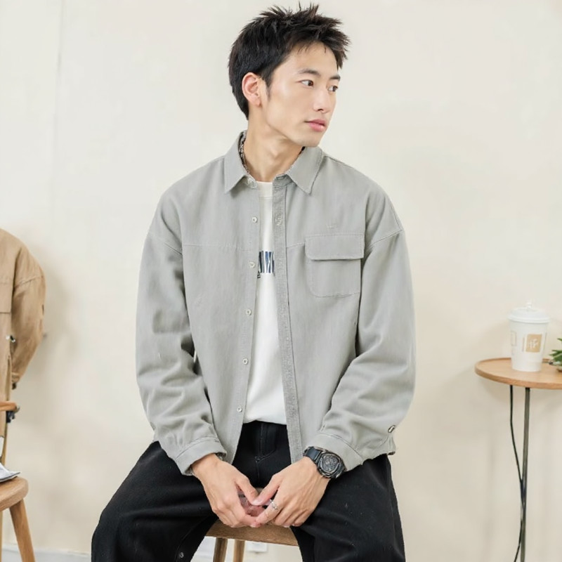 Eershenshi เสื้อเชิ้ตผู้ชายอินเทรนด์ Vibe สไตล์เกาหลี Pu Shuai เสื้อเชิ้ตผู้ชายสไตล์อเมริกัน ราคา ถูกที่สุด ดีลบีเคเค แกลเลอรีภาพที่ 9