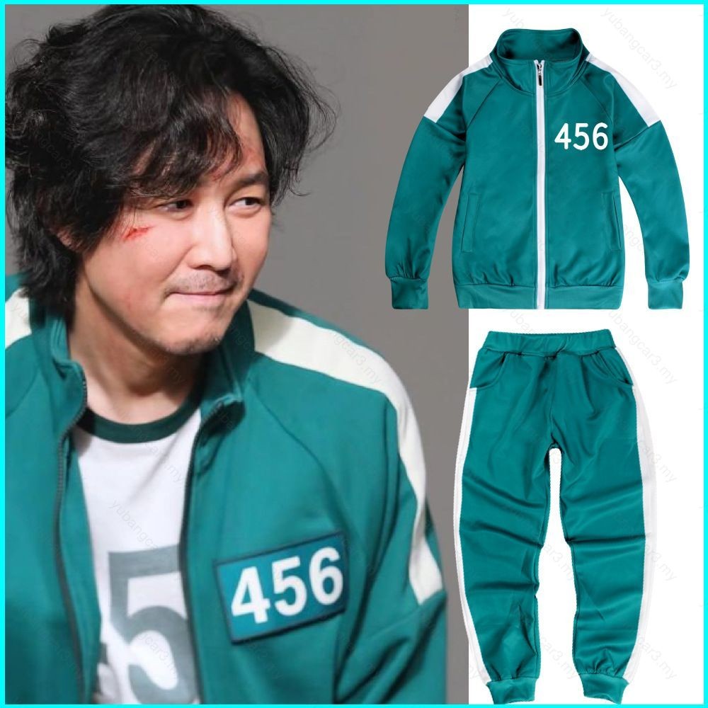 Yu3 Squid Game 456 เสื้อโค้ทกางเกงขายาวเสื้อยืดผ้าคอสเพลย์สําหรับเด็กชุดกีฬา