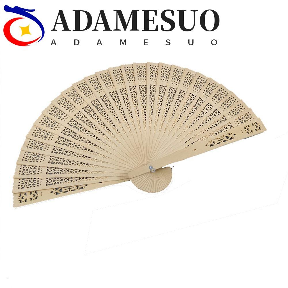 Adamesuo Hollow Dance แฟนจีน Vintage ไม้จันทน์พัดลมเครื่องใช้ในบ้านการพิมพ์ตกแต่ง Hand-held Handmade Photo Prop เครื่องมือ