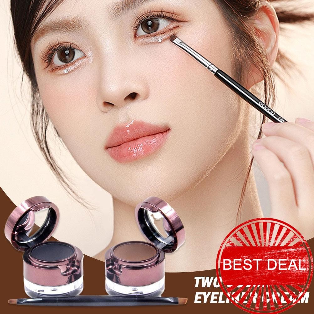 Fascinated Gel Liner 2 สีใน 1 กล่อง Eye และ Eyebrow Work Sweat-proof Eye เจลกันน้ํา Z5f9