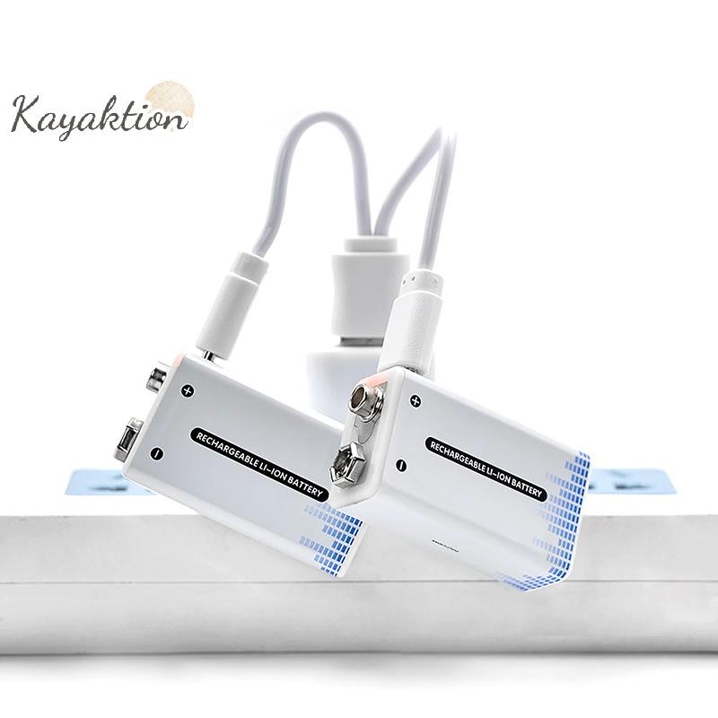 Kayaktion 9v แบตเตอรี่ 9v li-ion Type-C 9v แบตเตอรี่ลิเธียมสําหรับไมโครโฟนสากลสายชาร์จ USB สวยงาม