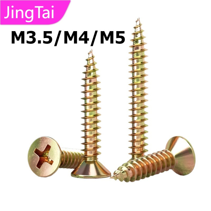 [JTZB] สีสันสังกะสี Hard Fiber Nails Wall Board Nails M3.5/M4/M5 Phillips Countersunk สกรูแตะตัวเอง 