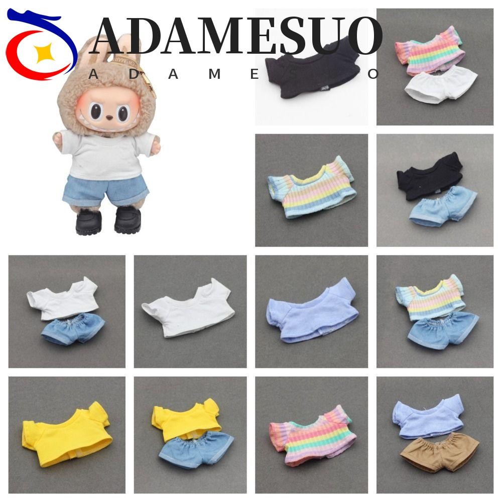 Adamesuo Labubu Time เสื้อผ้า,ตุ๊กตาผ้า 17 ซม.ผ้าฝ้ายเสื้อผ้าตุ๊กตา,แฟชั่นเสื้อผ้าตุ๊กตาของเล่นอุปกรณ์เสริมเสื้อยืดตุ๊กตาตุ๊กตาเสื้อผ้าเด็กของขวัญ