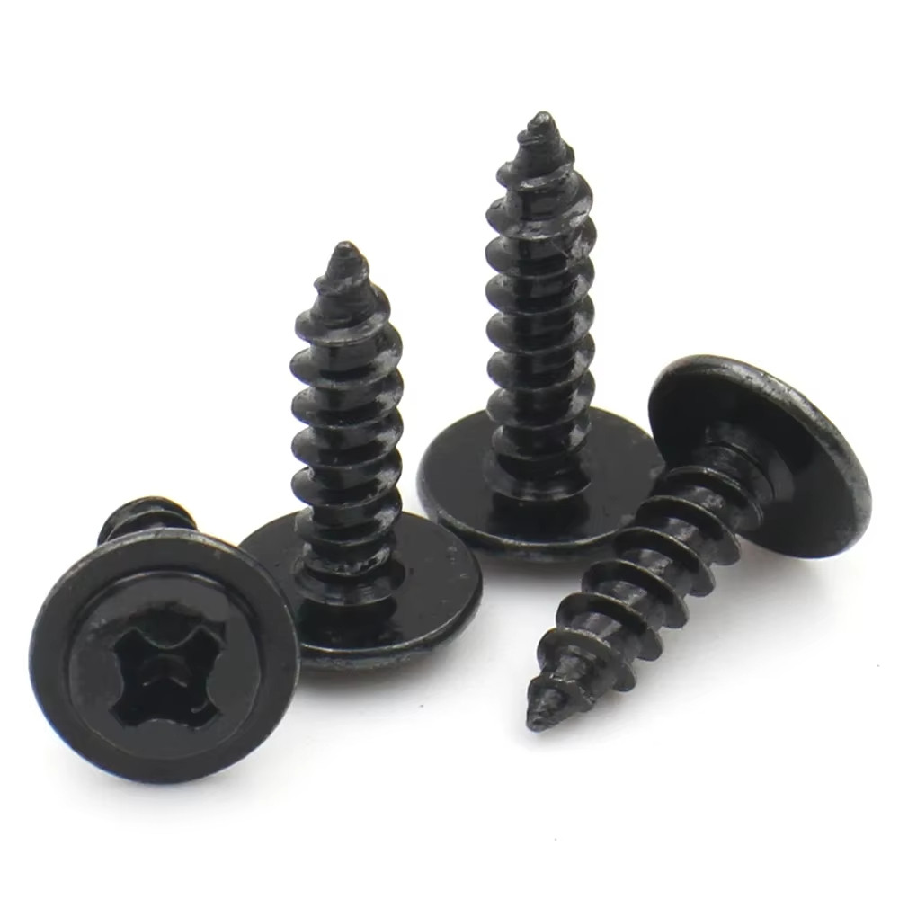 [HKH] M1.4 M1.7 M2 M2.3 M3 เหล็กคาร์บอนสีดํา Phillips Cross หัวกลมพร้อมเครื่องซักผ้าสกรูแตะตัวเอง - รูปที่ 2