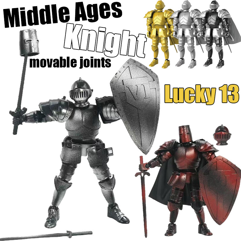 3d การพิมพ์ยุคกลาง Knight Dummy Action Figure Lucky 13 Skeleton man Retro สไตล์หุ่นยนต์ T13 ประกอบรุ่นของเล่นเด็กของขวัญ