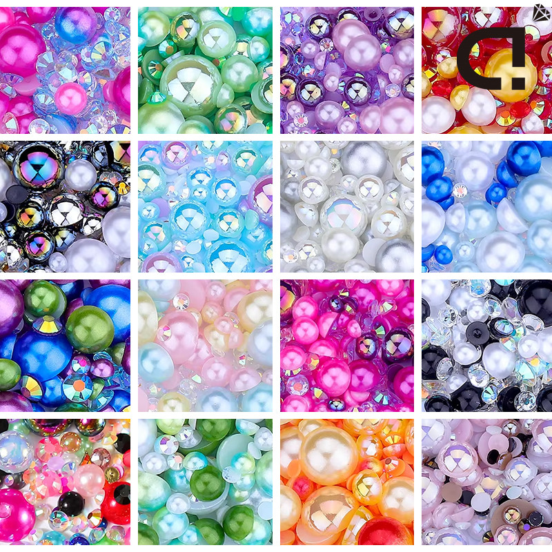 3-10 มม.ผสมสีขนาด Flatback เรซิ่นไข่มุก Rhinestone สําหรับกระเป๋าเสื้อผ้ารองเท้า Home Deco ครึ่งรอบ DIY หัตถกรรม