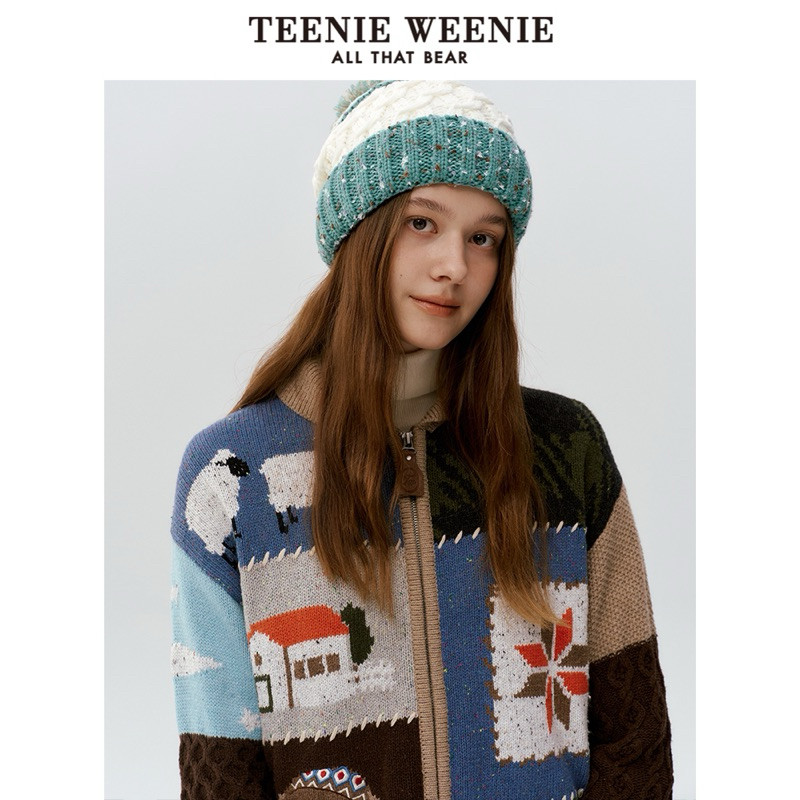 iugo TeenieWeenie Bear Knitted ；iouer Exquisite Embroidery Nomadic Style Sweater yigu