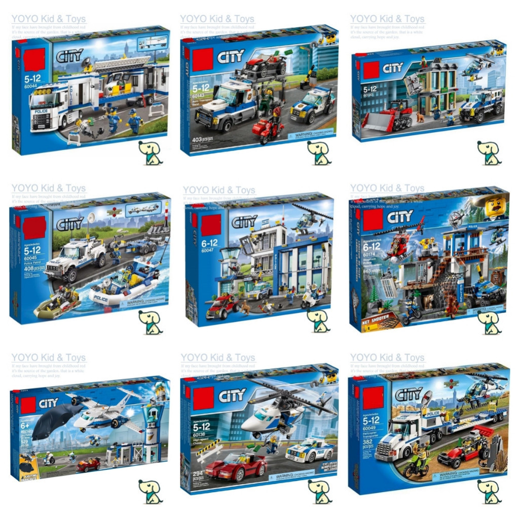 Yoyo Hobby HC2 ใช้งานร่วมกับ City Police Station เฮลิคอปเตอร์ตํารวจขนส่ง 60047 6017 60292 60139 Sky Police Air Base Mountain Police Headquarters building blocks ของเล่น EC2