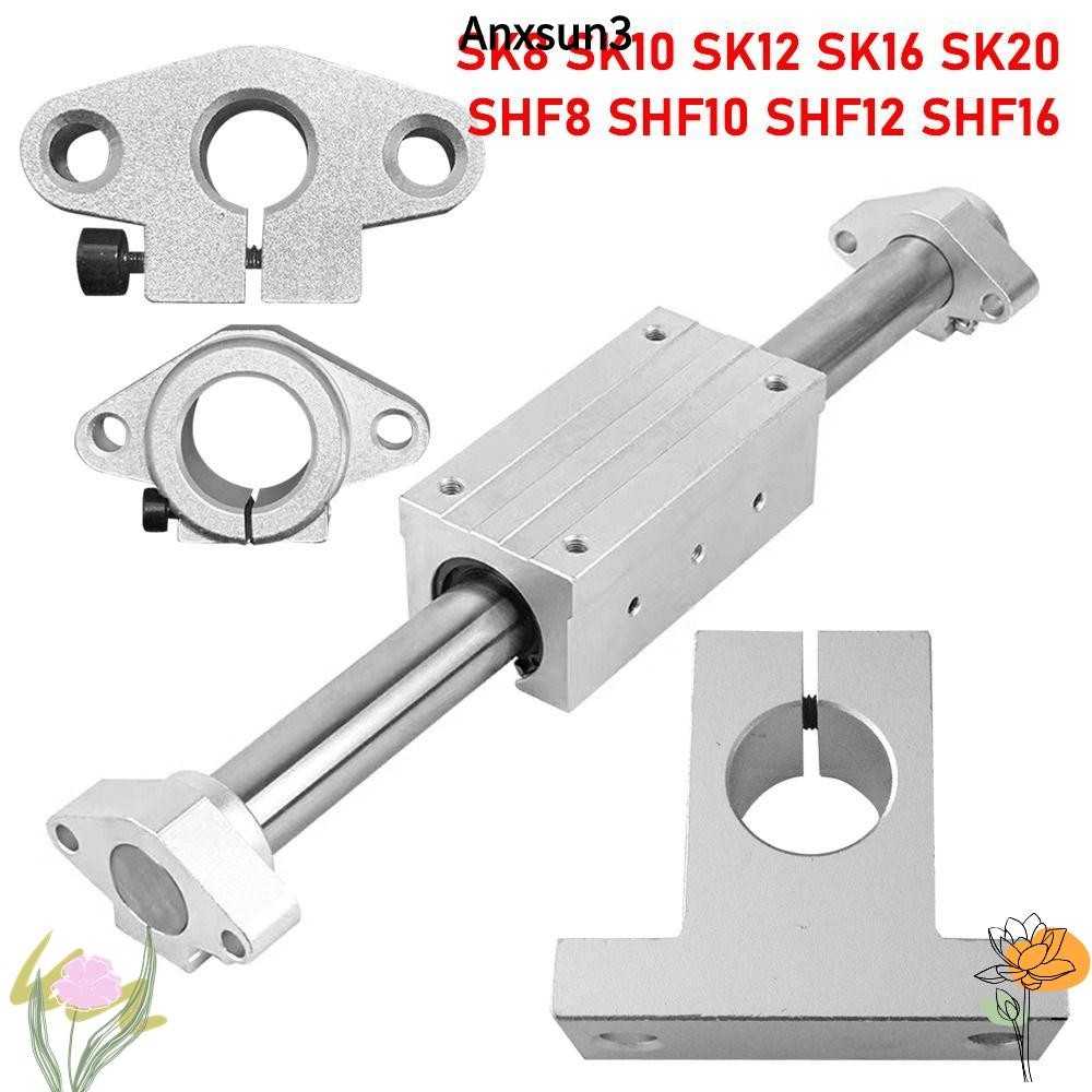 Anxsun3 1 PC แบริ่งเชิงเส้น,อลูมิเนียม SK8 SK10 SK12 SK16 SK20 Rail Shaft รองรับ, ทนทาน CNC Router SHF8 SHF10 SHF12 SHF16 XYZ ตาราง Rod ผู้ถือเครื่องพิมพ์ Part