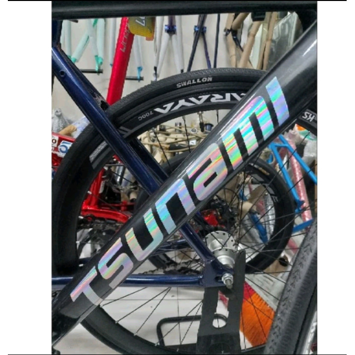 Tsunami Hologram Fixie Bike Sticker/Tsunami โฮโลแกรมตัดสติกเกอร์ฟรีการออกแบบที่กําหนดเอง