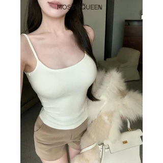 < MOSESQUEEN > เสื้อคีบแบบแฟชั่น ที่มีสายไหล่ตัวย่อปรับได้ พร้อมแผ่นรองหน้าอก เสื้อผ้าสตรีฤดูร้อนใหม่จากร้านขายเสื้อผ้าสตรี ที่มีลวดลายเซ็กซี่ #63119