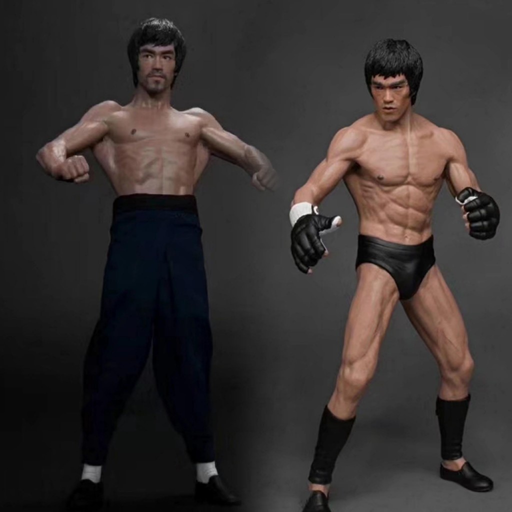 Batwing Full Body Statue 1Representing Bruce Lee  Real Clothes Changeable Head Double-Headed Sculpture Hand-Made Doll Model Ornaments